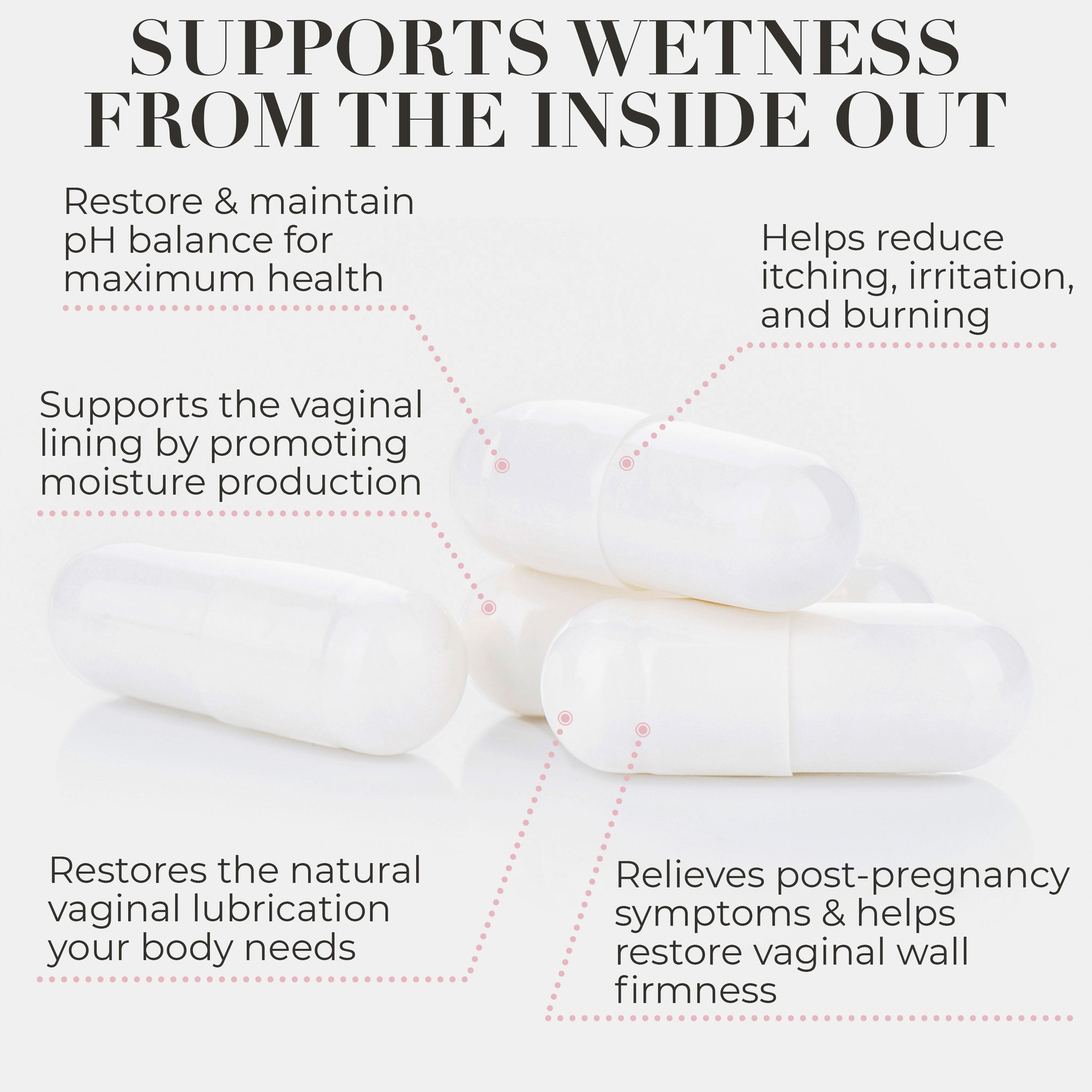 Vaginal Moisture Support Pills | Natural Supplement for Vaginal Dryness Relief & Hydration | Slippery Elm Capsules for Feminine Lubrication